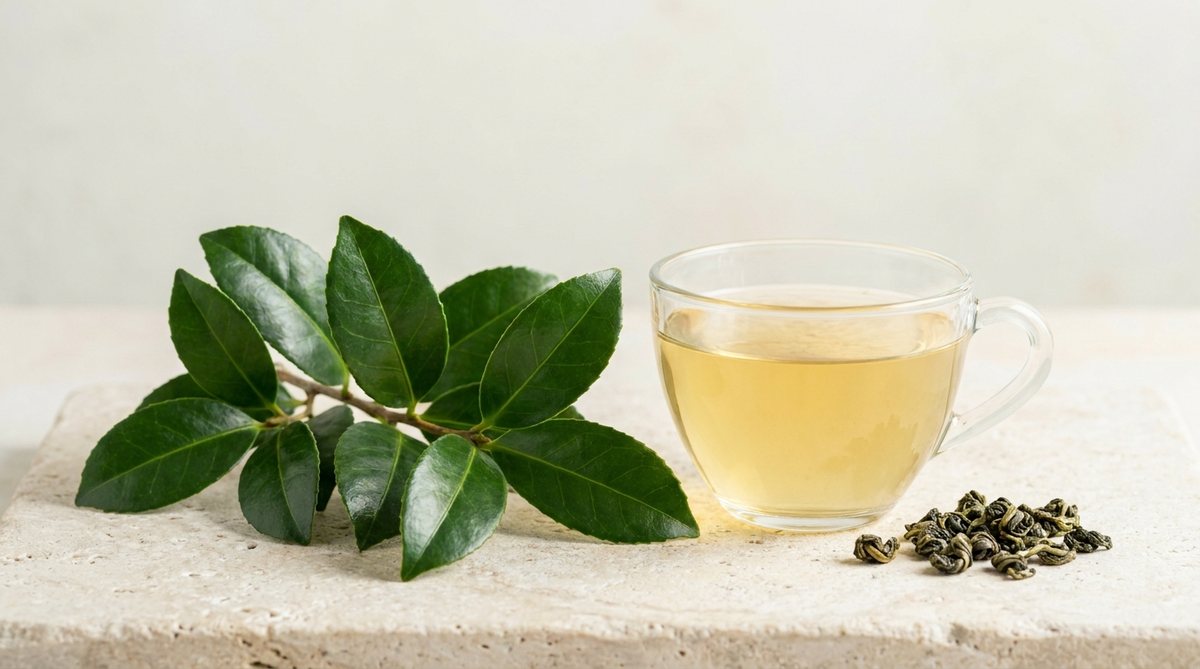 たらよう(苦丁茶)の葉とお茶のイメージ